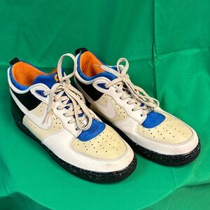 Nike AF 1 Cream and Blue Men's Shoes